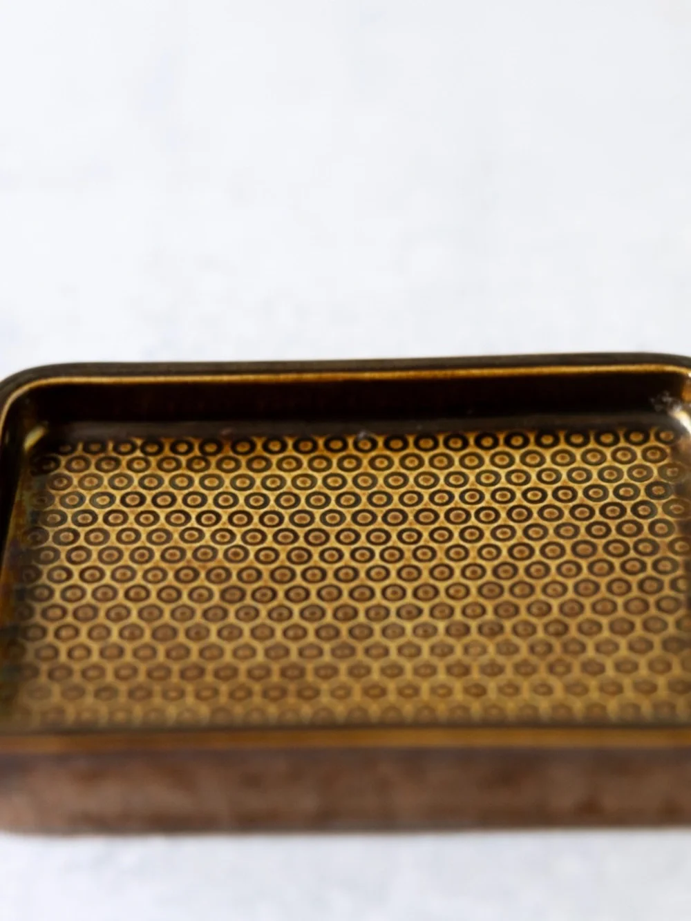Ceramic copper finish metallic glaze soap dish 3.5